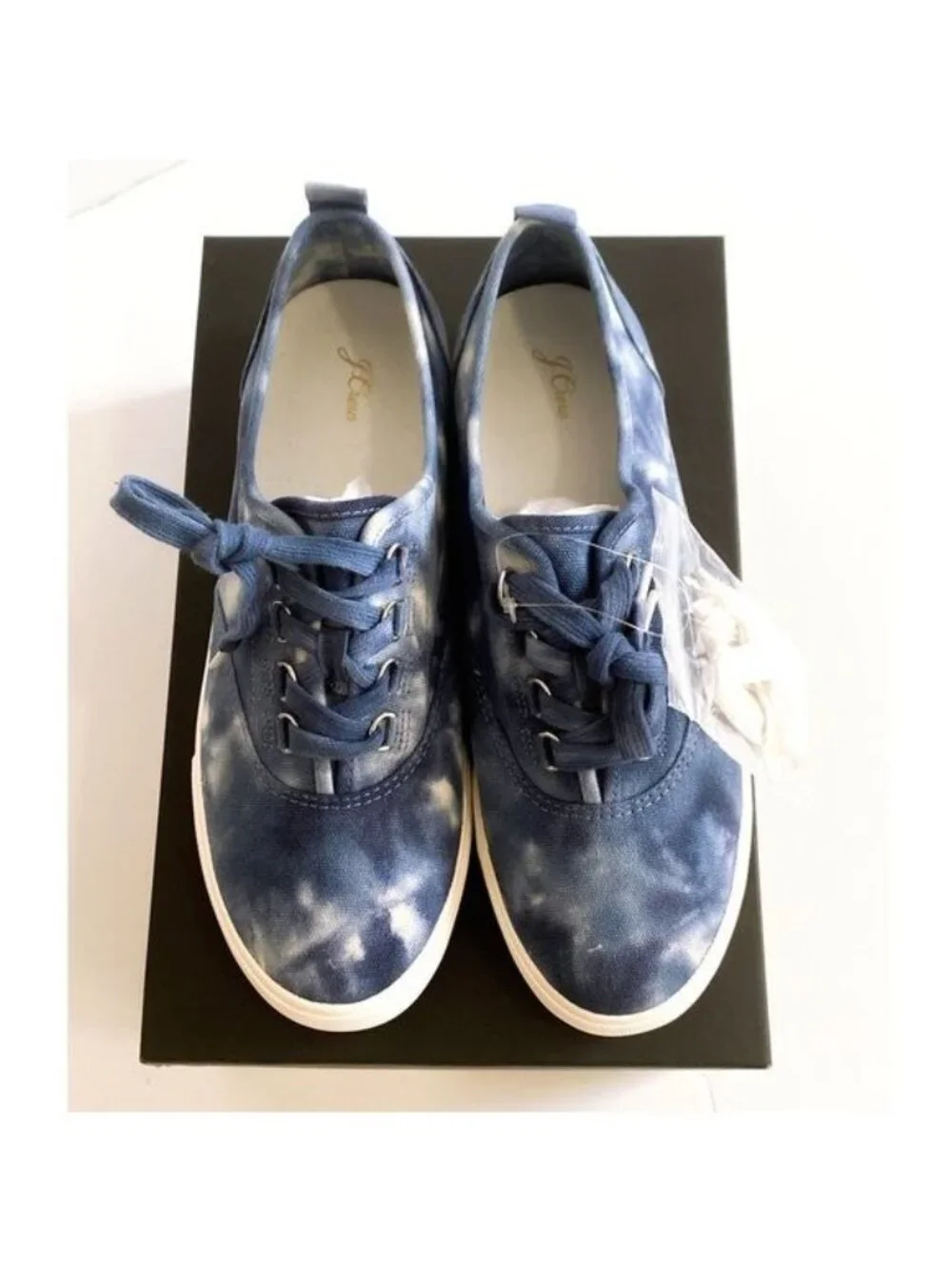 NIB J. Crew Blue Lace up Harbor Sneaker In Tie-dye